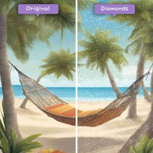 Kits de pintura con diamantes de Diamonds Wizard: paisaje, playa, trópico, tranquilidad, escape, antes y después, jpg