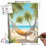 Kits de pintura con diamantes de Diamond Wizard, paisaje, playa, tranquilidad tropical, escape, lienzo, jpg