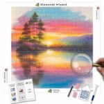 Kits de pintura con diamantes de Diamond Wizard: paisaje, lago, serenidad, espectro, lago, lienzo, jpg