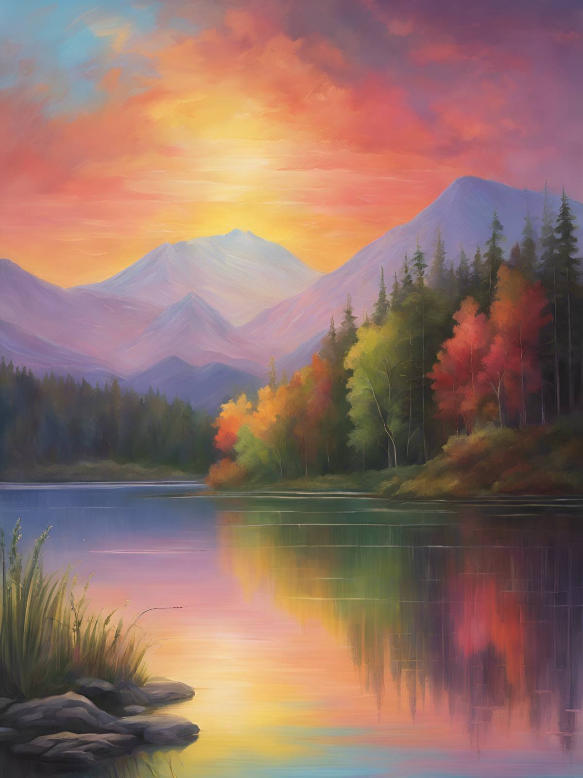 diamonds-wizard-diamond-painting-kits-Landscape-Lake-Spectrum-Serenity:-Lake-Sunset-Reflection-original.jpg