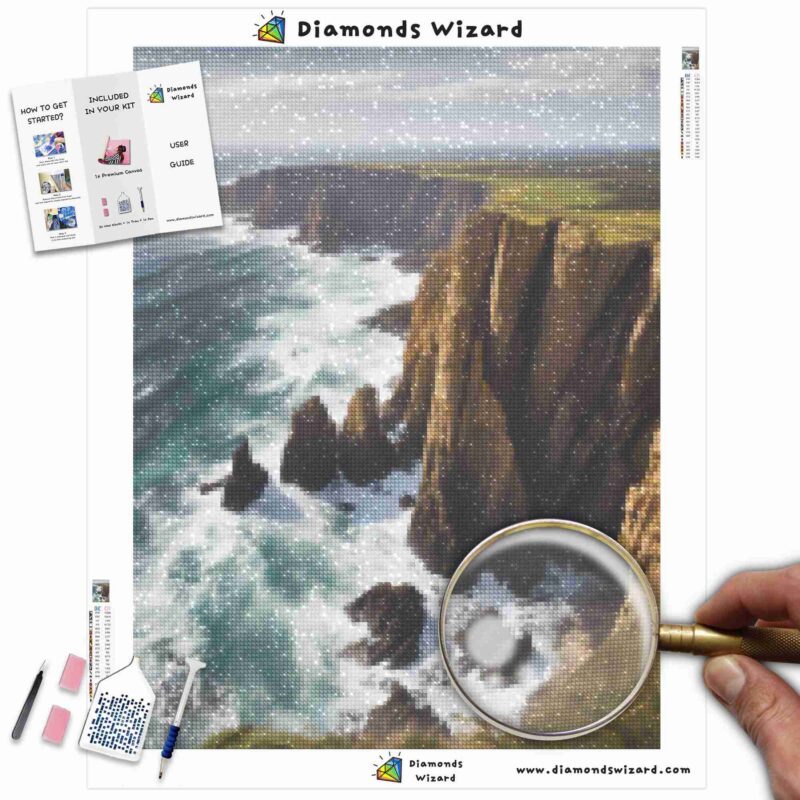 Diamondswizardkits de peinture au diamantpaysageocéancôtierfalaiseétincellemosaïquetoilejpg