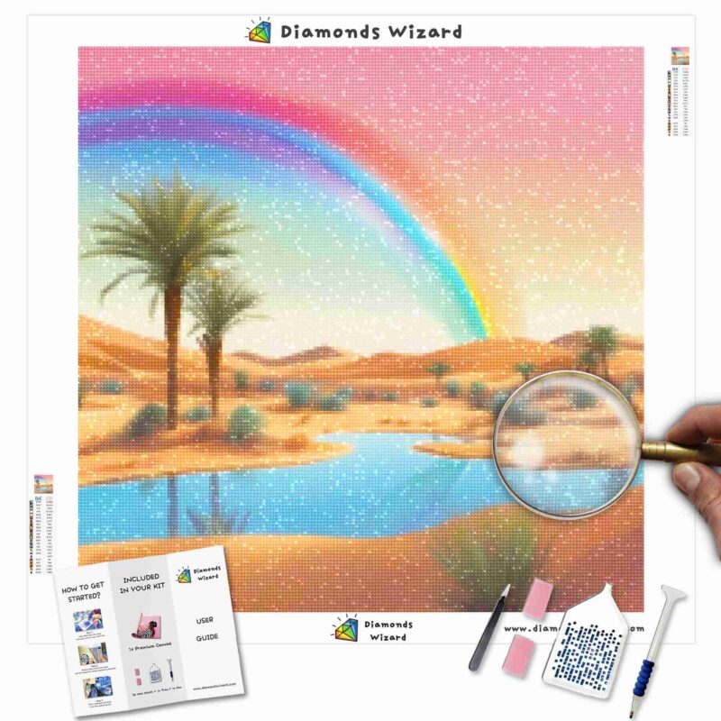 Diamondswizardkit di pittura a diamantepaesaggioarcobalenodunearcobalenoriflessicanvajpg