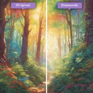 Kits de pintura con diamantes de Diamonds Wizard: paisaje, arcoíris, arcoíris, dosel, brillo, antes y después, jpg