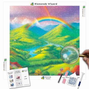 Kits de pintura con diamantes de Diamond Wizard, paisajes, arcoíris, tonos arcoíris, Canvas, JPG