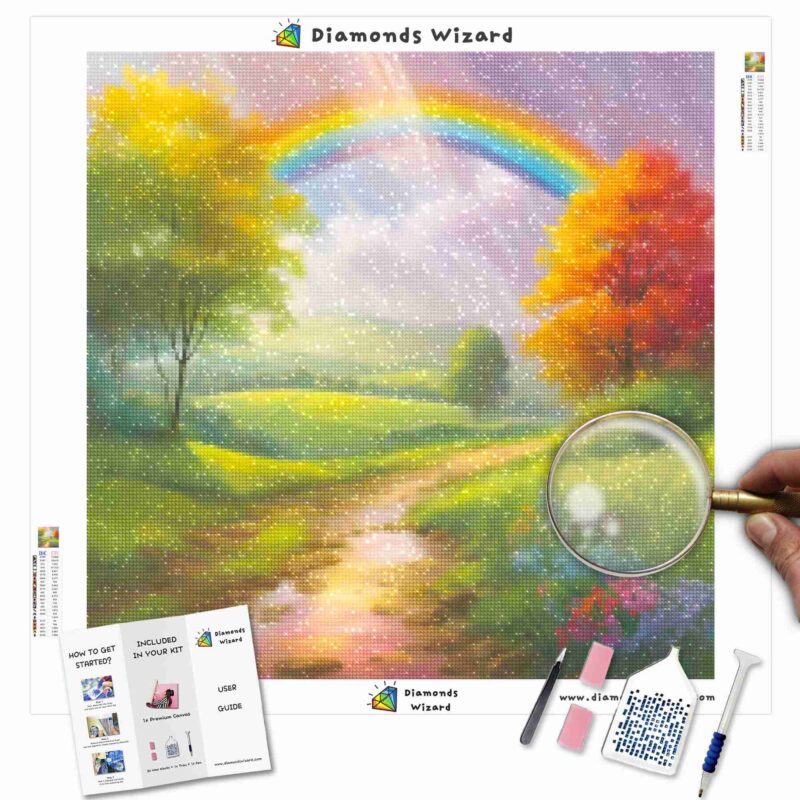 DiamantzaubererDiamantmalerei-KitsLandschaftRegenbogenRegenbogenträumeLandschaftBrillanzCanvajpg