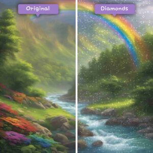 Diamanten-Zauberer-Diamant-Malsets-Landschaft-Regenbogen-Regenbogen-Fluss-Strahlen-Vorher-Nachher-JPG