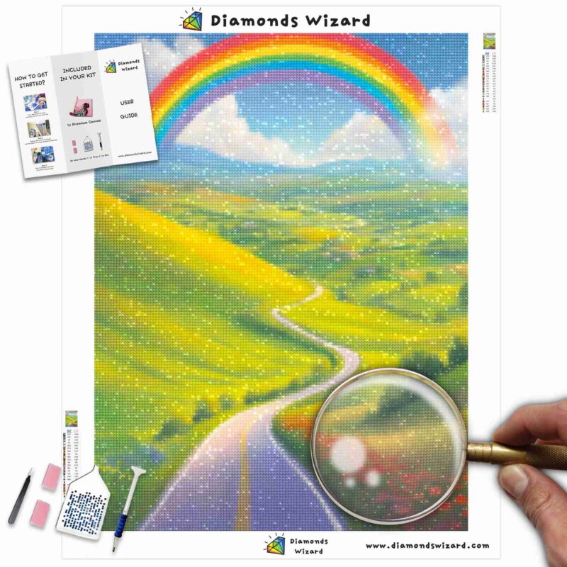 DiamantzaubererDiamantmalerei-KitsLandschaftRegenbogenRegenbogenstraßeReiseCanvajpg