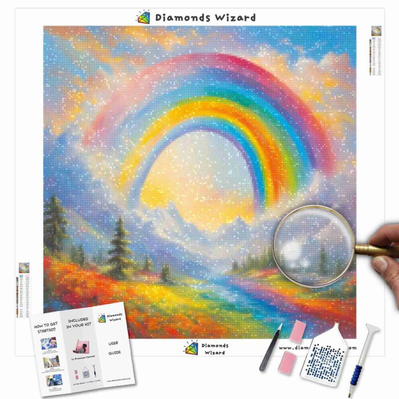 Diamondswizardkit di pittura con diamantipaesaggioarcobalenoarcobalenoserenatacanvajpg