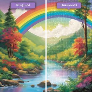 Diamanten-Zauberer-Diamant-Malsets-Landschaft-Regenbogen-Regenbogen-ruhiger-Fluss-Vorher-Nachher-JPG