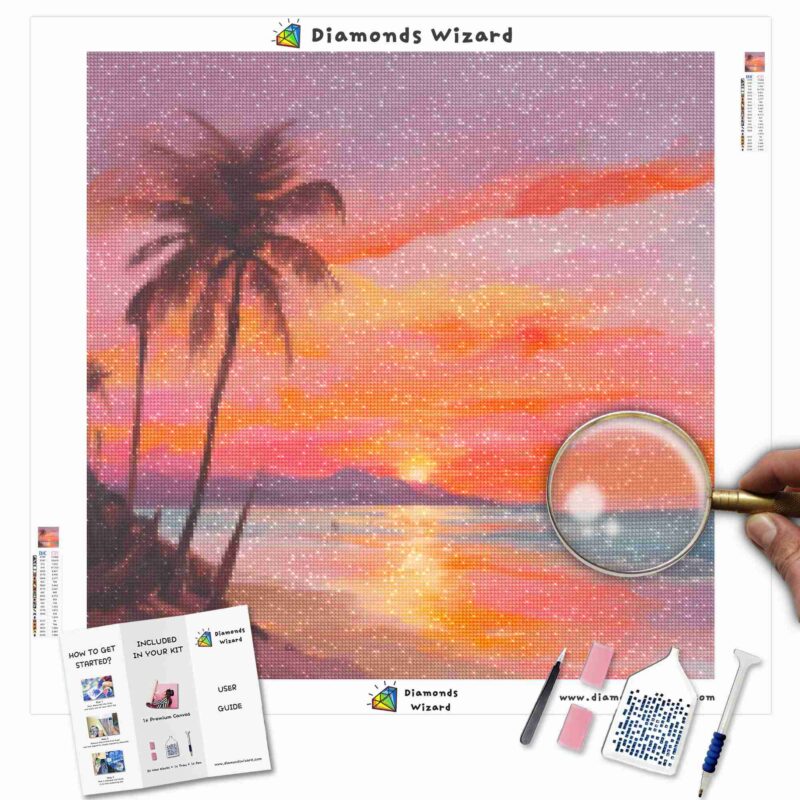 DiamondswizardDiamantmalerei-KitsLandschaftRegenbogenruhiger HorizontStrandSonnenuntergangBrillanzCanvajpg