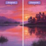 Diamanten-Zauberer-Diamant-Malsets-Landschaft-Sonnenuntergang-Abenddämmerung-Harmonie-Reflexionen-Vorher-Nachher-JPG