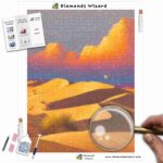 Kits de pintura con diamantes de Diamond Wizard: paisaje, puesta de sol, arenas doradas, espejismo, lienzo, jpg