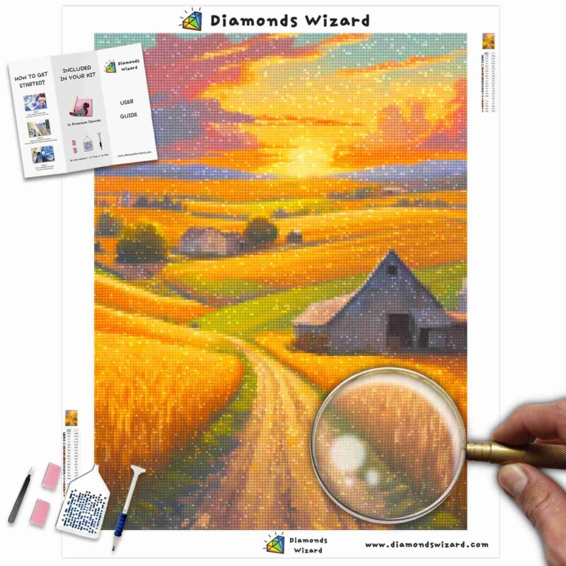 Diamondswizardkit di pittura a diamantepaesaggiotramontoserenitàraccoltocrepuscolotelajpg