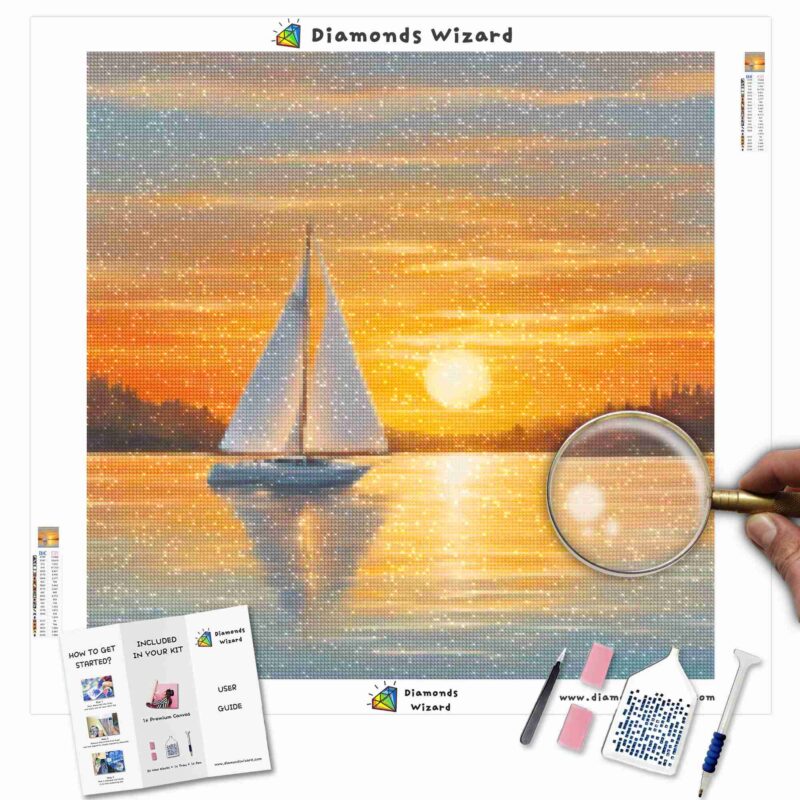 Diamondswizardkit di pittura a diamantepaesaggiotramontosoleveleserenitycanvajpg