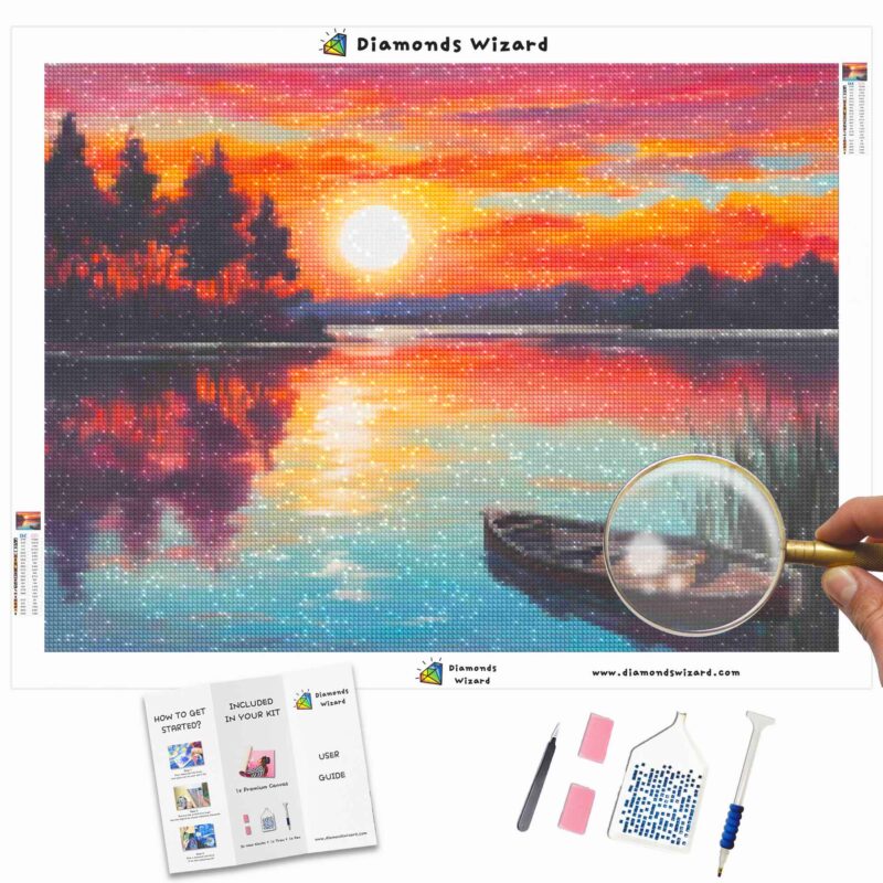 Diamondswizarddiamondpaintingkitspaisajeatardecerluz del solserenidadreflexionescanvajpg