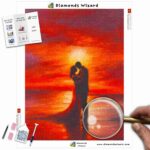 Kits de pintura con diamantes de Diamond Wizard: paisaje, puesta de sol, puesta de sol, abrazo, resplandor, lienzo, jpg