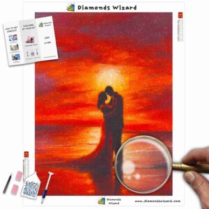 Kits de pintura con diamantes de Diamond Wizard: paisaje, puesta de sol, puesta de sol, abrazo, resplandor, lienzo, jpg