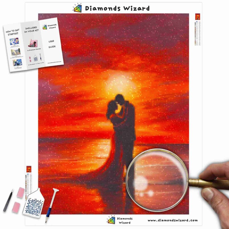 Diamondswizardkit di pittura a diamantepaesaggiotramontotramontoabbracciodiancecanvajpg