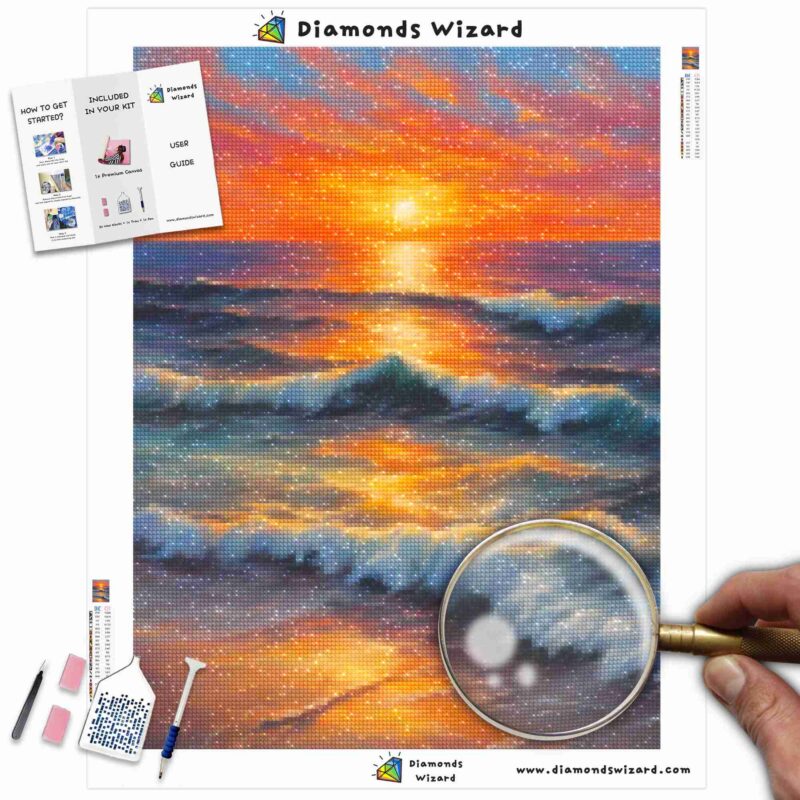 Diamondswizardkit di pittura a diamantepaesaggiotramontotramontosplendoreriflessicanvajpg