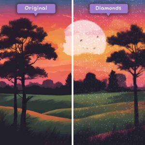 diamants-wizard-kits-de-peinture-diamant-paysage-coucher-de-soleil-crépuscule-tranquillité-campagne-avant-après-jpg