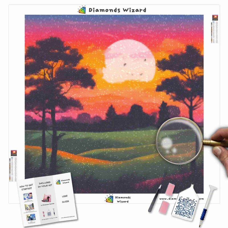 Diamondswizardkit di pittura a diamantepaesaggiotramontocrepuscolotranquillitàcampagnacanvajpg