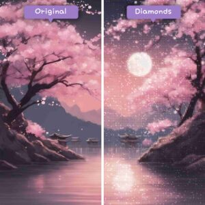 diamants-wizard-diamond-painting-kits-nature-fleur-au clair de lune-sérénité-avant-après-jpg