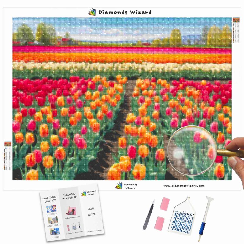 Diamantenwizarddiamantschilderkitsnatuurbloemtulpenveldenin bloeicanvajpg