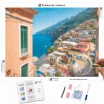 Kits de pintura con diamantes de Diamonds Wizard: viajes a Italia, Positano, un acantilado con encanto, lienzo jpg