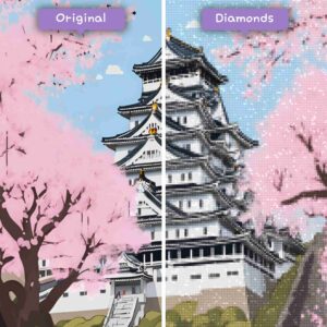 Diamondswizarddiamondpaintingkitstraveljapancherryblossommajestyhimejicastleeditionbeforeafterjpg