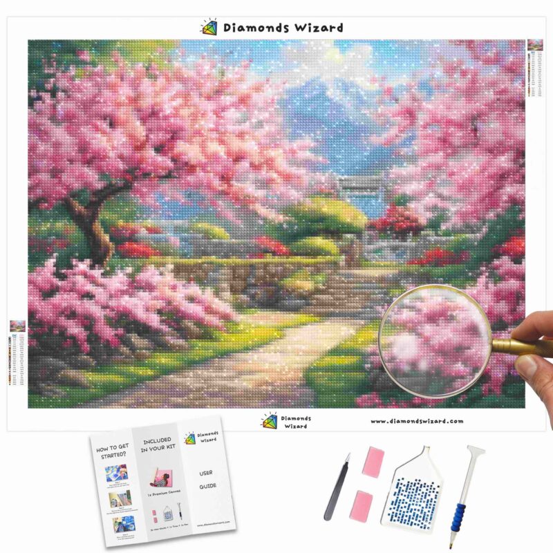 Diamentowy czarodziejdiamentowy zestaw do malowaniastraveljapancherryblossomserenitycanvajpg