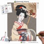 Kits de pintura con diamantes de Diamonds Wizard: viajes a Japón, elegantes geishas, resplandor, lienzo, jpg