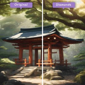 Kits de pintura con diamantes de Diamonds Wizard: viajes, Japón, santuario sintoísta, antes y después, jpg