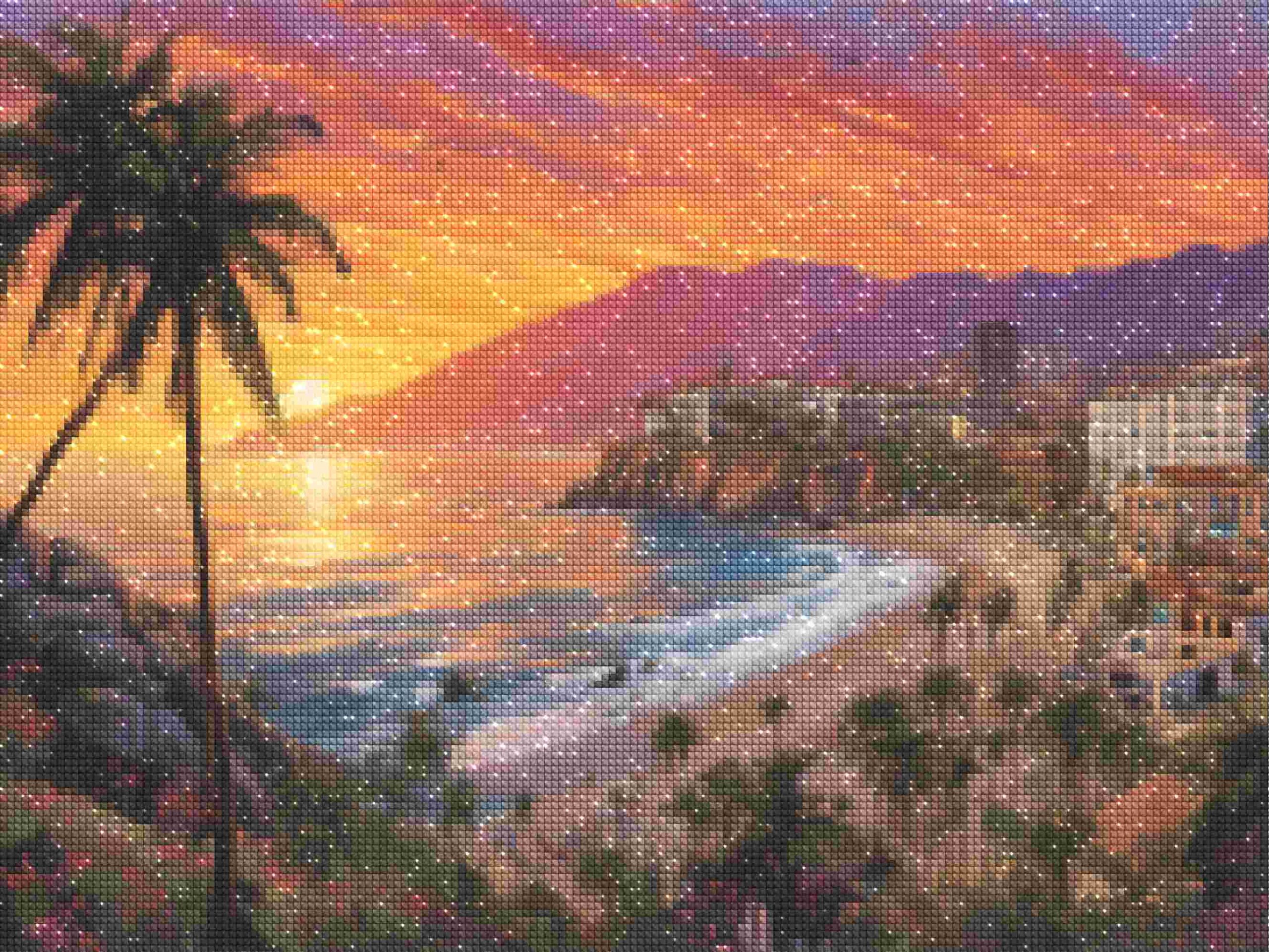 Kits de pintura con diamantes de Diamonds Wizard: Viajes a México, Puerto Vallarta, puesta de sol y diamantes.jpg