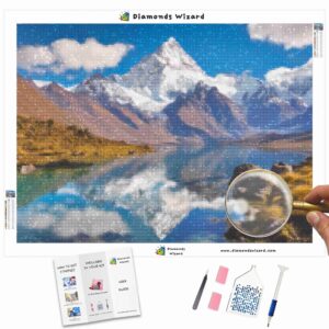 Kits de pintura con diamantes de Diamonds Wizard: viajes a Perú, tranquilidad andina, reflejos en lienzo, jpg