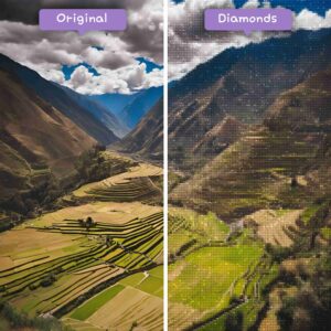 Kits de pintura con diamantes de Diamonds Wizard: viajes a Perú, el valle sagrado, ilustración brillante, antes y después, jpg