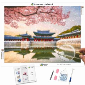 Kits de pintura con diamantes de Diamonds Wizard para viajar a Corea del Sur, Palacio Gyeongbokgung, Canvas, JPG