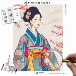 Kits de pintura con diamantes de Diamond Wizard para viajar a Corea del Sur, tradición Hanbok, lienzo jpg