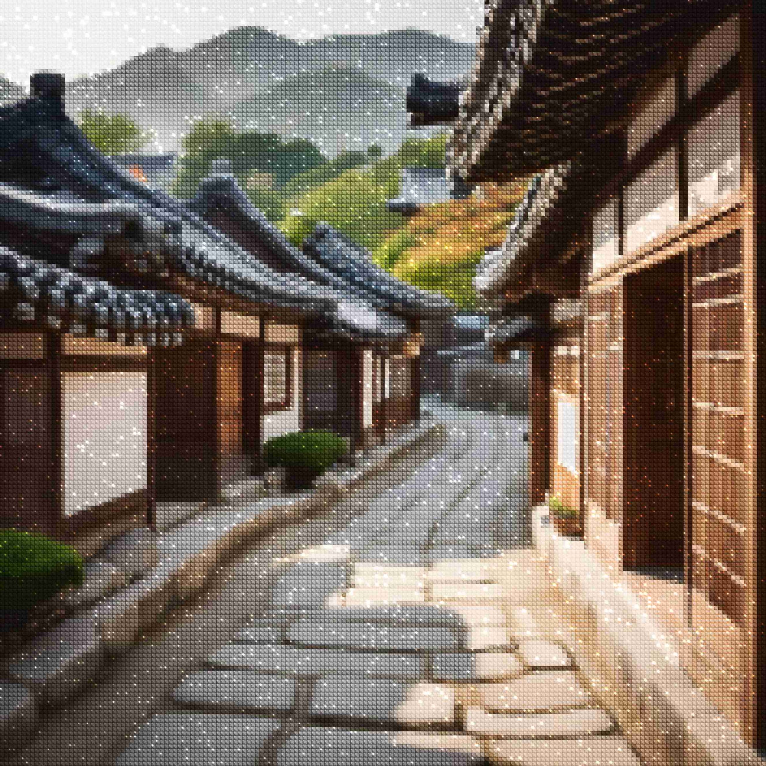 diamonds-wizard-diamond-painting-kits-Travel-South Korea-Korean-Hanok-Village-Serenity-diamonds.jpg