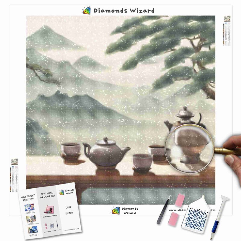 Kits de pintura con diamantes de Diamonds Wizard: viajes, Corea del Sur, té coreano, elegancia, lienzo, jpg