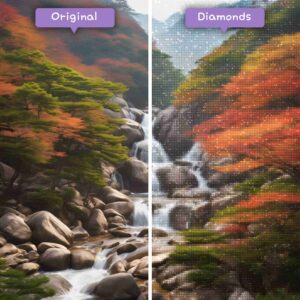 Kits de pintura con diamantes de Diamonds Wizard: viajes a Corea del Sur, parque nacional Seoraksan, majestuosidad, antes y después, jpg