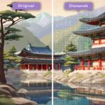 Kits de pintura con diamantes de Diamonds Wizard: viajes a Corea del Sur, pagodas serenas de la tranquilidad coreana, antes y después, jpg