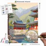 Kits de pintura con diamantes de Diamonds Wizard: viajes a Corea del Sur, pagodas serenas de la tranquilidad coreana, lienzo jpg