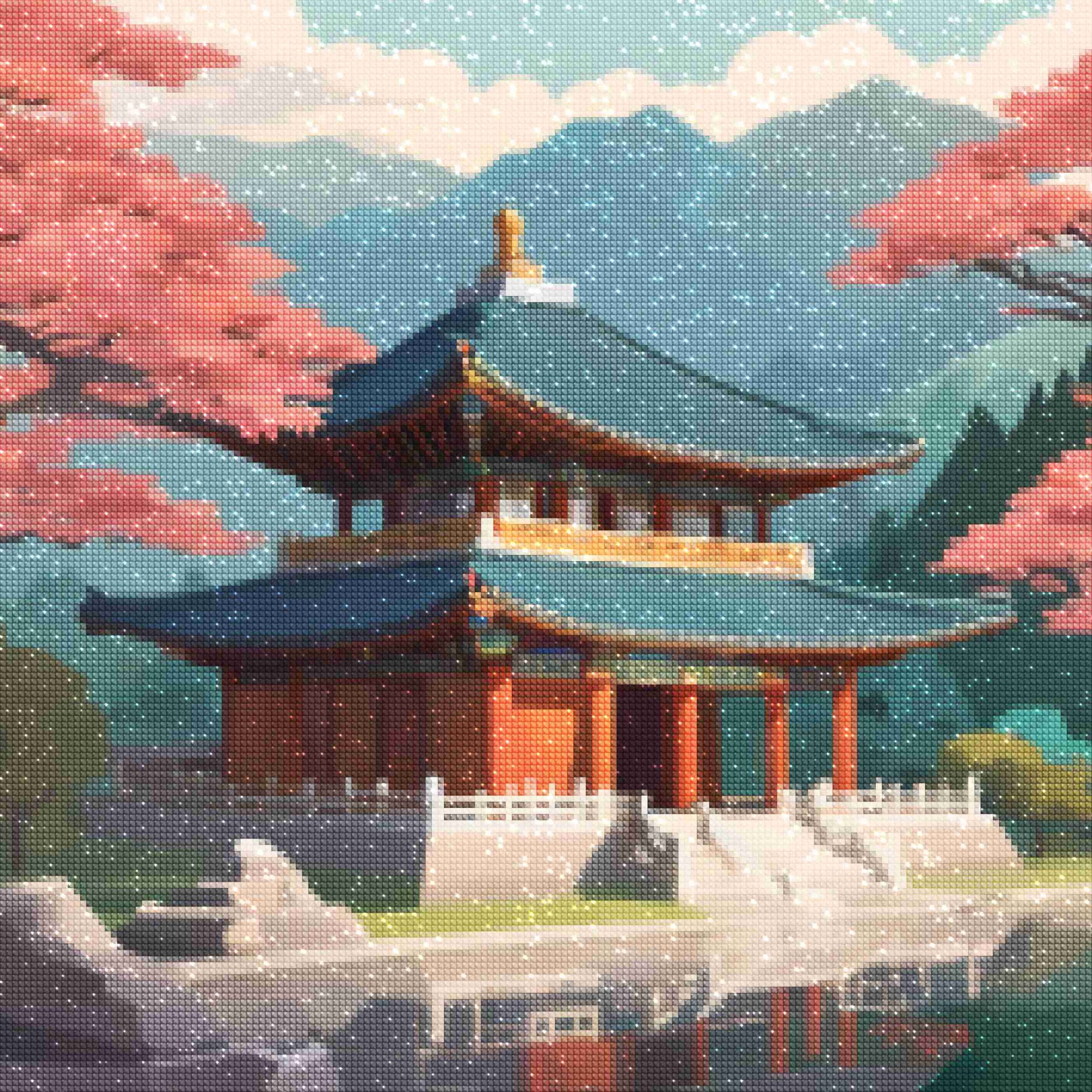 diamonds-wizard-diamond-painting-kits-Travel-South Korea-Serene-Temple-Reflections-diamonds.jpg