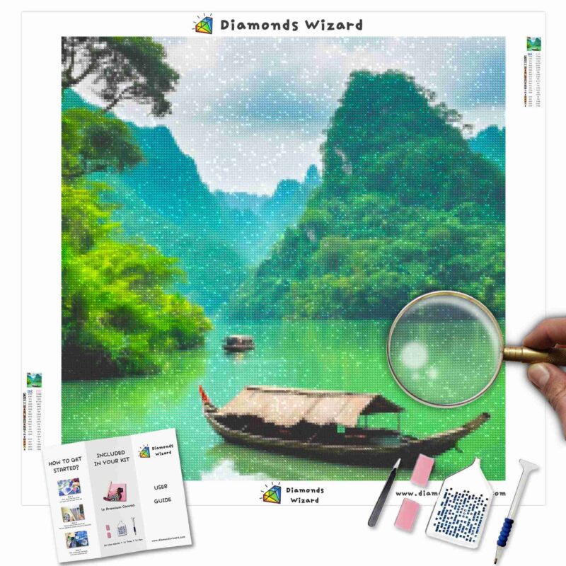 Kits de pintura con diamantes de DiamondswizardViajesVietnamParque NacionalMambabeReflexionesScanvajpg