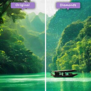 Kits de pintura con diamantes de Diamonds Wizard: viajes a Vietnam, al parque nacional Ba Be, serenidad, antes y después, jpg