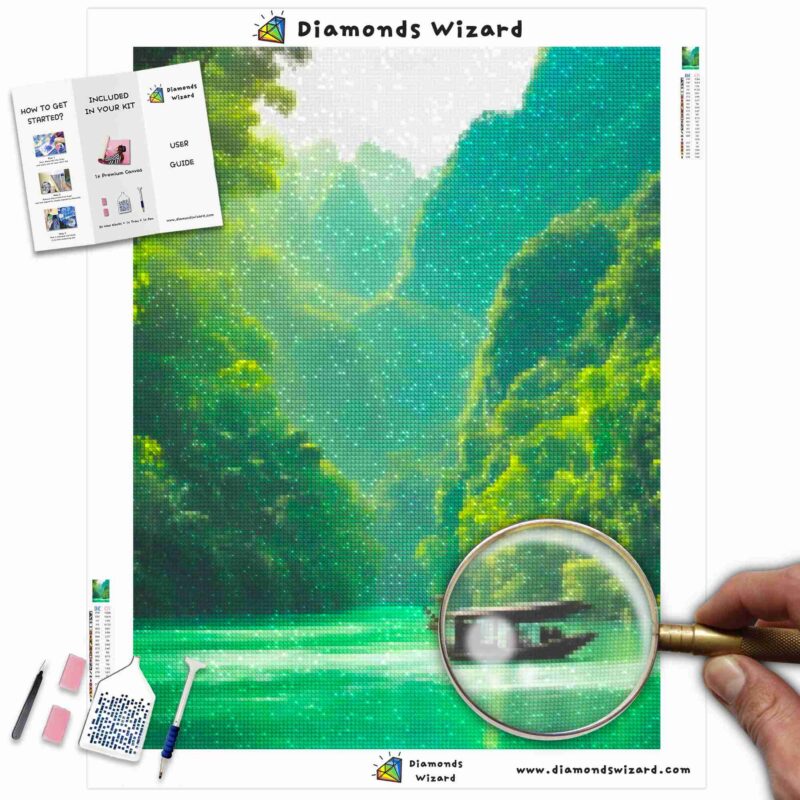 Kits de pintura con diamantes de Diamondswizard para viajes, Vietnam, Parques nacionales, Serenity Canvas, JPG