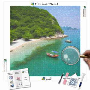 Kits de pintura con diamantes de Diamonds Wizard: viaje a Vietnam, islas Cham, lienzo revelado, jpg