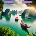 Diamonds-Wizard-Diamant-Malsets-Reise-Vietnam-Smaragdgrüne Tiefen der Halong-Bucht-Vorher-Nachher-JPG