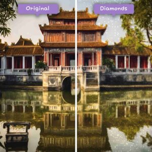 Kits de pintura con diamantes de Diamonds Wizard: viajes a Vietnam, tono imperial, majestuosidad, artesanía, antes y después, jpg