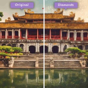 Kits de pintura con diamantes Diamondswizard Viajes Vietnam Imperio Hue Majestad Reflexiones Antes Después JPG